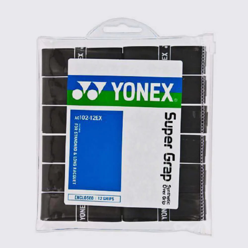 Gripuri Yonex Super Grap - alb, negru, 12 bucăți - gripuri Yonex de tenis pentru rachetă de padel și rachetă de tenis