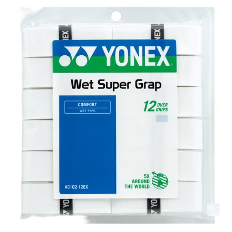 Yonex WET SUPER GRAP White grips - 12 pieces | white Yonex grips for tennis rackets and padel rackets