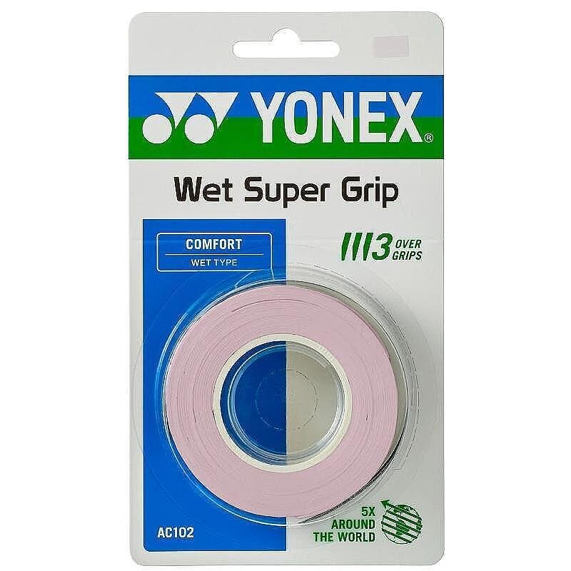 Yonex WET SUPER GRAP Mist Pink grips - 3 pieces for tennis and padel rackets, excellent control and comfort