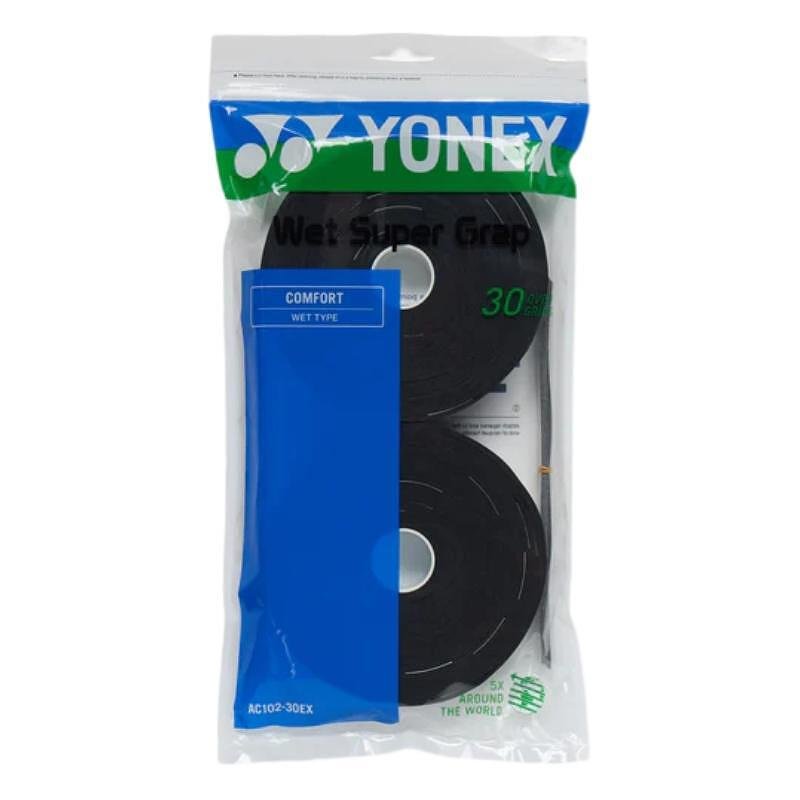 Yonex WET SUPER GRAP Black grips - 30 pieces for padel rackets and tennis rackets, black Yonex grips