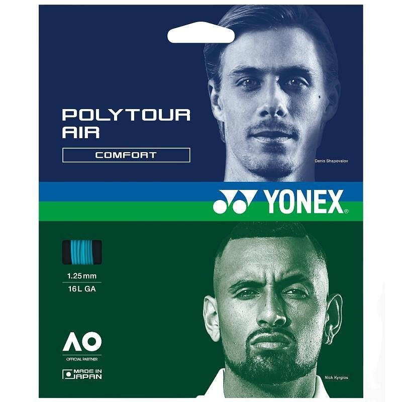 Кордаж Yonex POLYTOUR AIR 125 Sky Blue за падел ракети и тенис ракети, комфорт и виброабсорбация