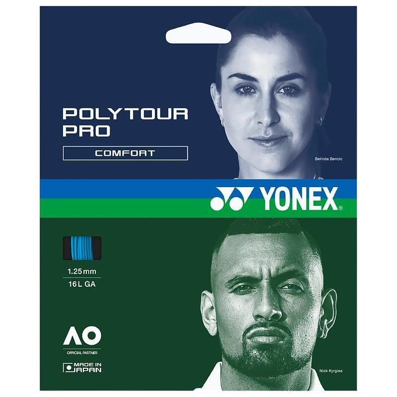 Кордаж Yonex POLYTOUR PRO 125 син – мек polyester кордаж за солидна мощност, въртене и комфорт