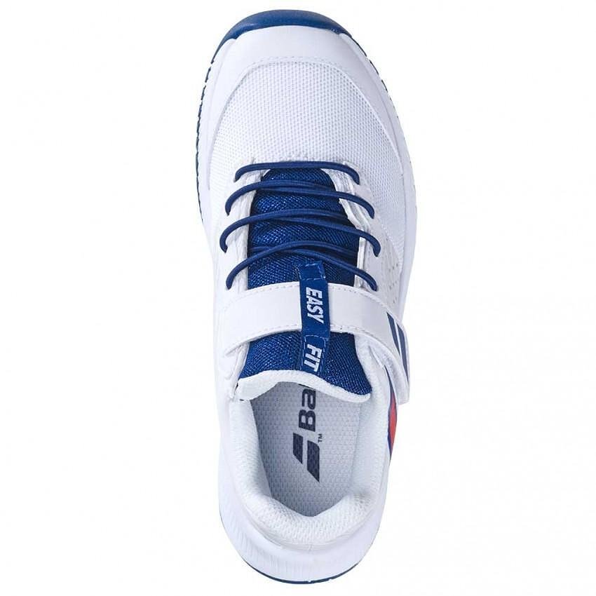 Детски маратонки Babolat PULSION AC BOY White, Estate Blue – леки тенис обувки за деца