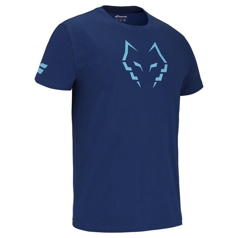 Men's Babolat COTTON J. LEBRON 2025 T-shirt - estate blue with El Lobo logo for sport and leisure