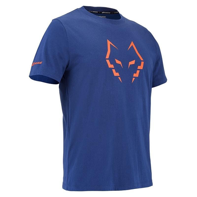 Мъжка тениска Babolat COTTON TEE J. LEBRON - blue с комфортна кройка и стилно лого за падел и тенис