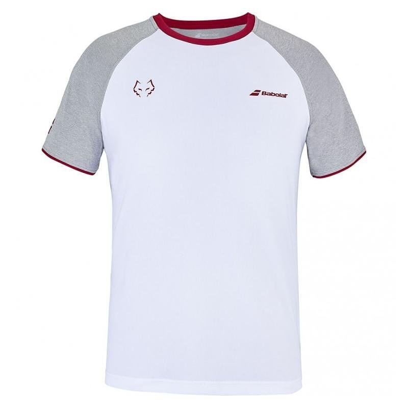 Мъжка тениска Babolat CREW NECK TEE LEBRON - бял, комфортна спортна тениска за падел и тенис