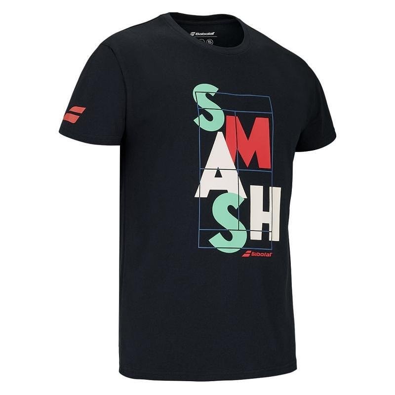Men's Babolat EXERCISE MESSAGE T-shirt - black with a modern graphic design, suitable for training and leisure
