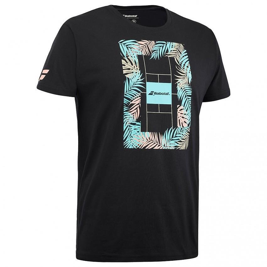 Tricou bărbătesc Babolat EXERCISE MESSAGE TEE - black, tricou sport negru cu imprimeu Babolat