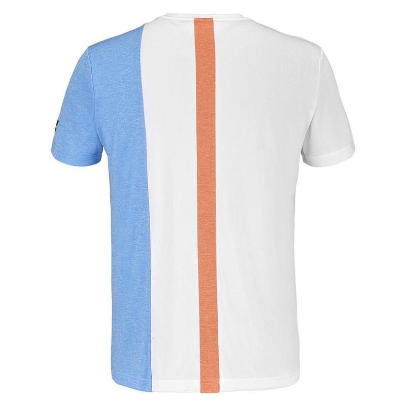 Men's Babolat PLAY CREW T-shirt - white, blue, sports T-shirt with breathable fabric and modern design