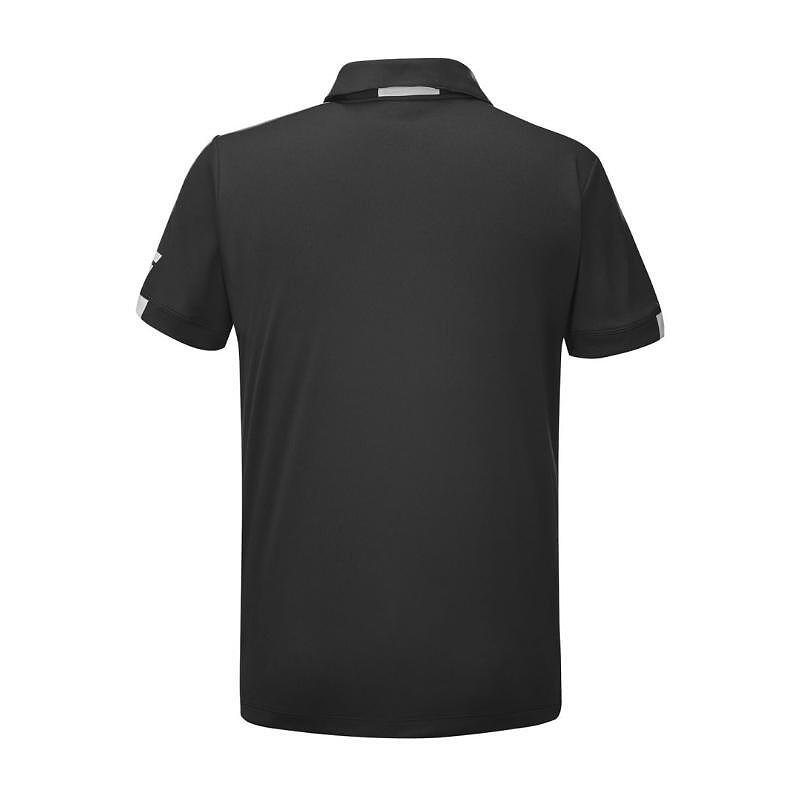 Men's Babolat Play Polo 2024 tennis shirt in black, lightweight and soft technical fabric for tennis and padel