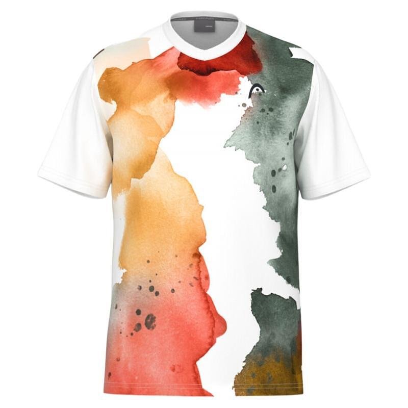 Tricou bărbătesc HEAD Topspin T-Shirt / 811564 - XVOA cu design acuarelă și spate din plasă pentru respirabilitate