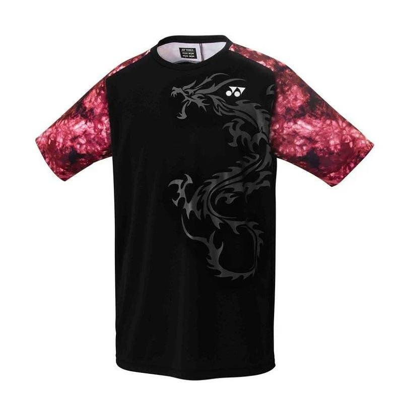 Yonex men's T-shirt 2022 - XXXL size, black with pink sleeves, lightweight and comfortable
