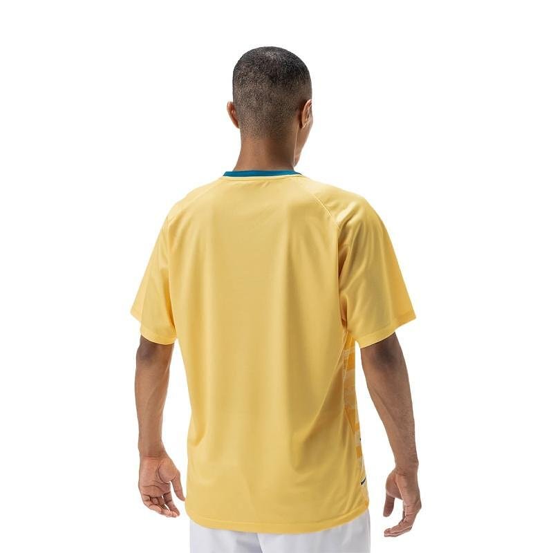 Men's Yonex Club Team 2025 Soft Yellow, sports yellow tennis T-shirt for tennis and training with UV protection
