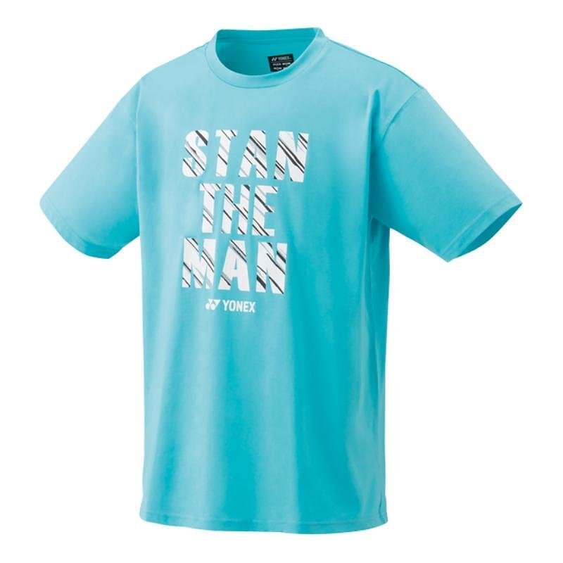 Мъжка тениска Yonex STAN THE MAN Aqua в аква цвят, 100% памук, колекцията на Стан Вавринка