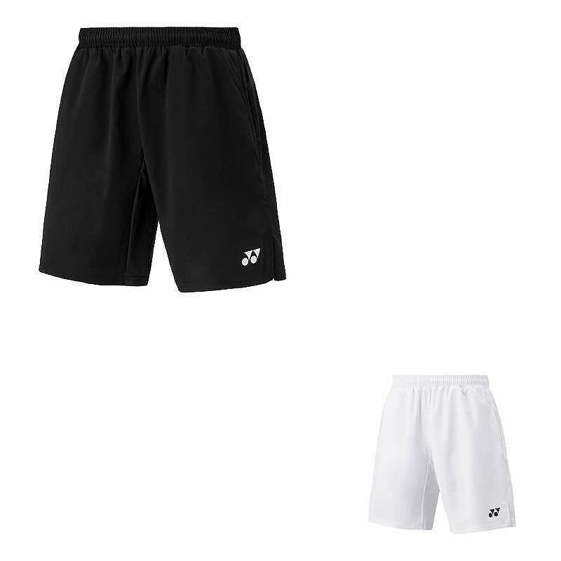 Мъжки къси гащи Yonex YM0036 White – дишащи тенис шорти в бяло и черно, с UV защита и бързосъхнеща материя