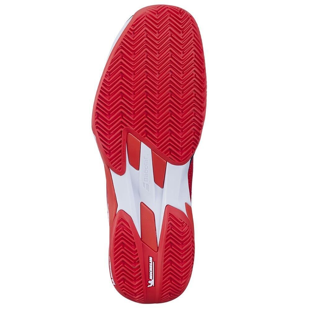Мъжки маратонки Babolat JET MACH 4 CLAY CHERRY TOMATO / WHITE - тенис маратонки за клей, леки и стабилни