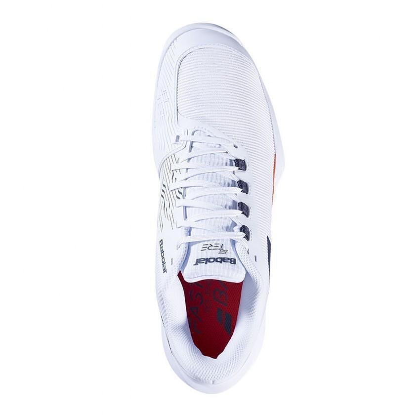 Pantofi sport bărbătești Babolat JET TERE 2 AC - white, str. red – pantofi de tenis ușori pentru all courts