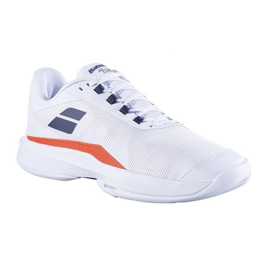 Pantofi sport bărbătești Babolat JET TERE 2 AC - white, str. red – pantofi de tenis ușori pentru all courts, cu confort și stabilitate