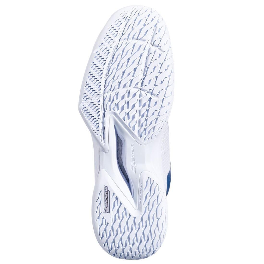 Men's Babolat JET TERE 2 ALL COURT WIMBELDON tennis shoes - white, blue navy for speed and agility on the court