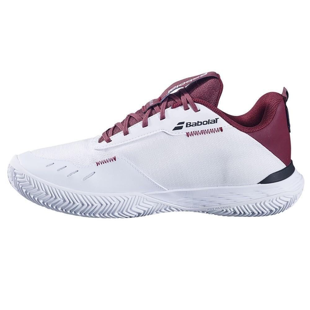 Men's Babolat SFX EVO CLAY shoes - white, port royale – comfort and stability for clay-court tennis.