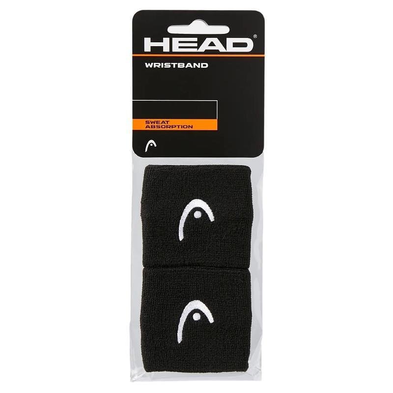 Head 2.5" Wristbands - black, compact black HEAD sports wristbands for tennis, padel rackets and tennis equipment