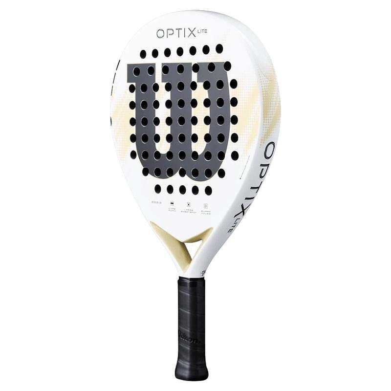 Rachetă de padel Wilson Optix V2 Lite White – o rachetă ușoară și comodă de padel pentru începători, cu sweet spot mare.