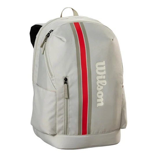 Раница Wilson Team Beige – тенис раница Wilson за 1-2 ракети, джобове за аксесоари и комфортно носене