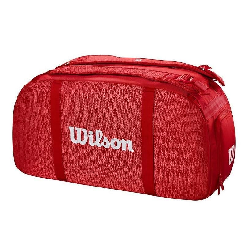 Geantă Wilson Super Tour Coaches 2025 roșie, geantă de tenis Wilson pentru 4-6 rachete și echipament