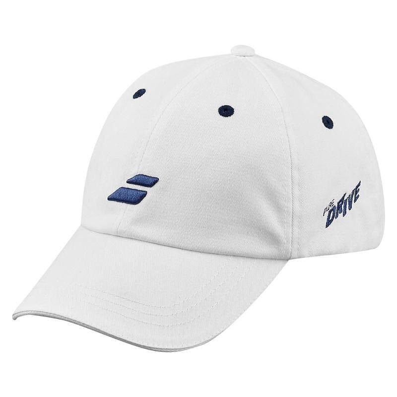 Babolat DRIVE COTTON CAP - white, drive blue - lightweight recycled cotton cap for tennis and leisure