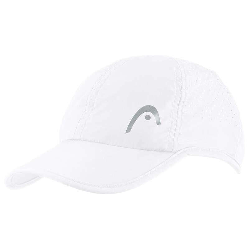 HEAD Pro Player Cap / 287124 WH - lightweight white cap for tennis and padel with breathable perforations and Velcro adjustment