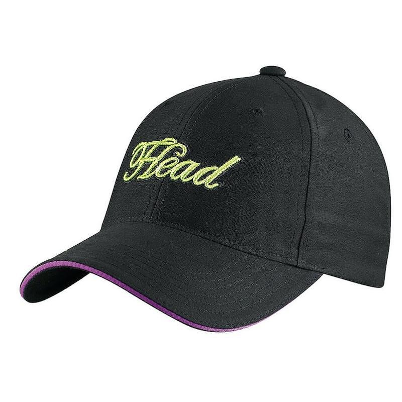 Head WOMEN S SUN CAP 287034 - stylish women's cap for padel and tennis, black with a purple trim