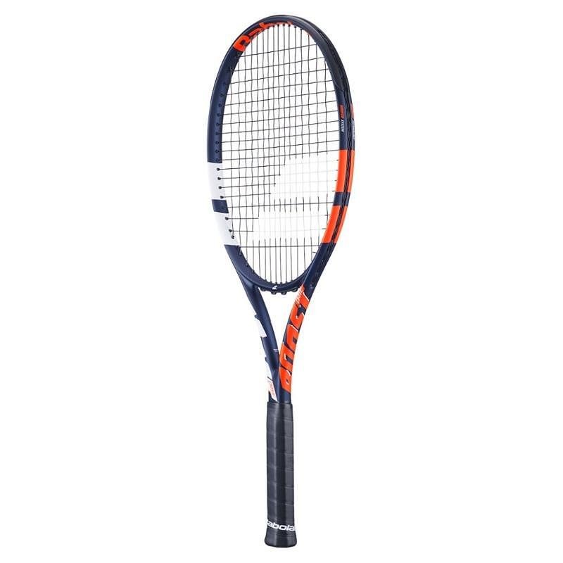 Babolat Boost Drive tennis racket, a lightweight graphite racket for recreational players with a modern design and control.