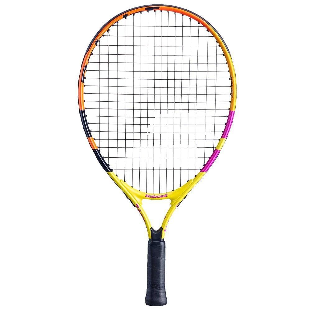 Tennis racket Babolat Nadal Junior 19 for children, a lightweight and colorful racket for beginner young tennis talents.