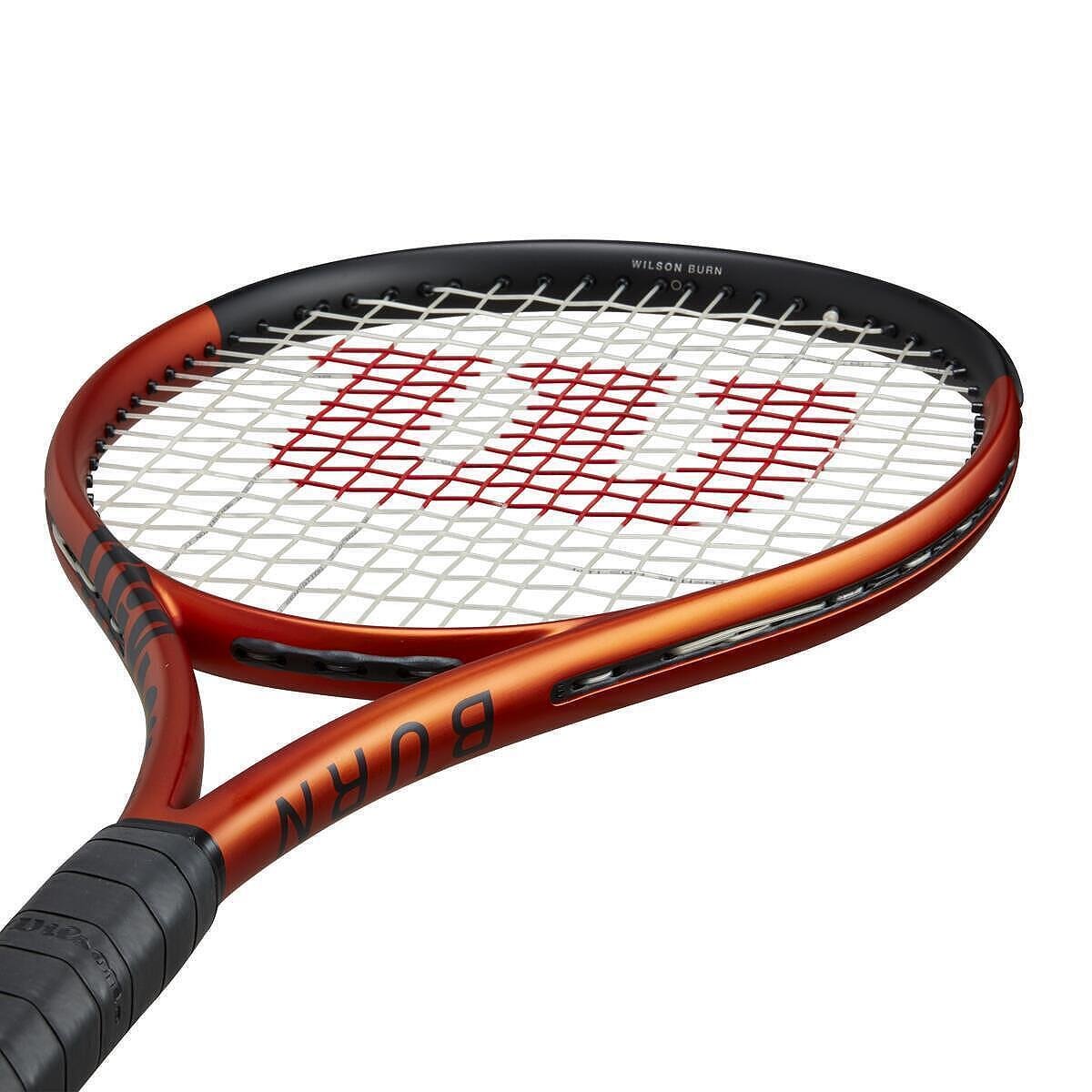 Tennis racket Wilson Burn 100 V5, pre-strung for power, precision, and aggressive play on the court.