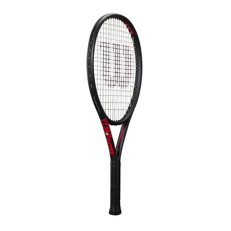 Rachetă de tenis Wilson Clash 25 V3.0 pentru juniori, ușoară și confortabilă, cu design negru și accente roșii
