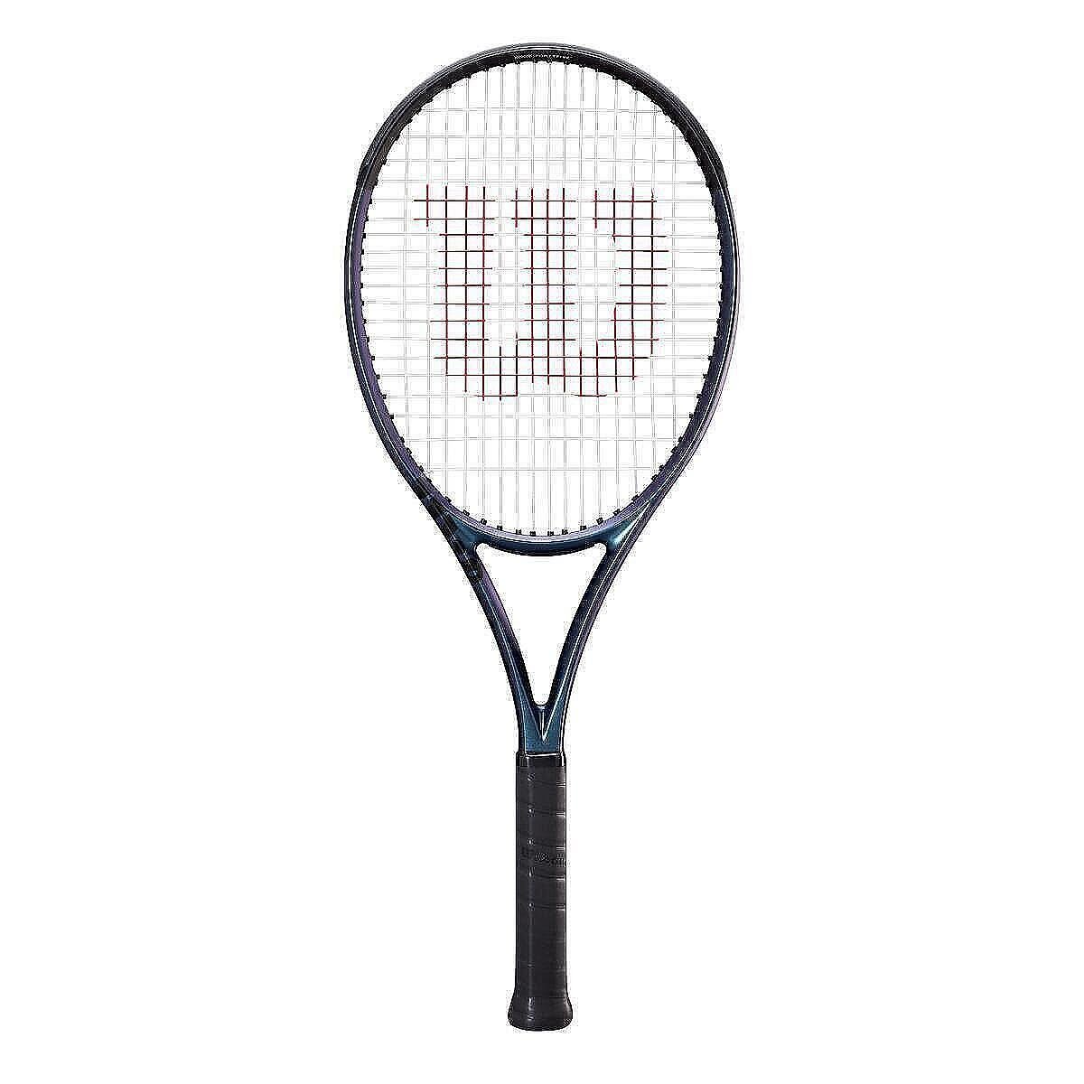 Wilson Ultra 100 V4.0 tennis racket for maximum power, spin, and stability, ideal for advanced players.