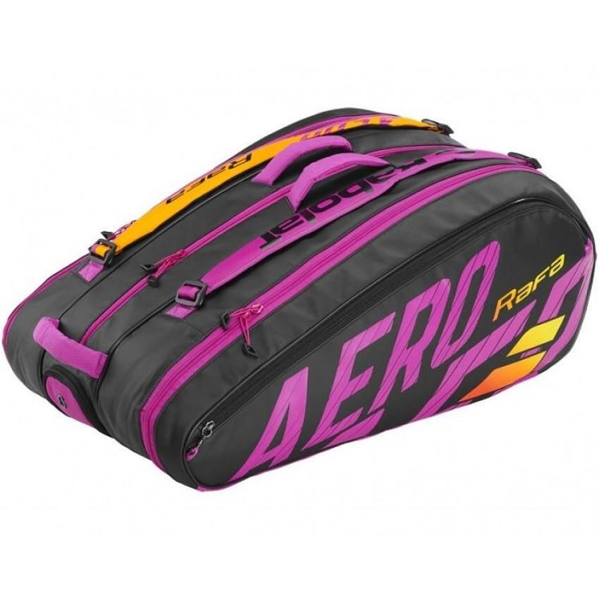 Babolat RH PURE AERO RAFA thermal bag - 12 rackets, black-orange-purple Rafa tennis bag for 12 rackets