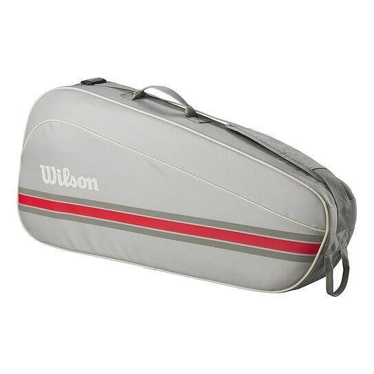 Geantă de tenis Wilson TEAM 2025 Oatmilk - 3 rachete, geantă de tenis compactă Wilson pentru până la 3 rachete și echipament