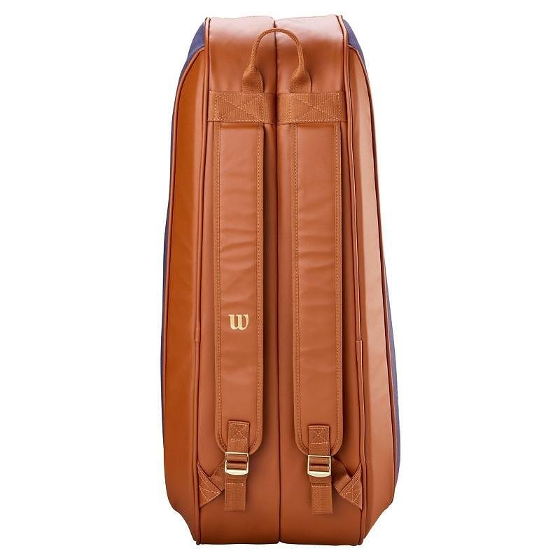 Geantă de tenis Wilson HERITAGE V2 pentru 6 rachete, geantă de tenis Wilson ediție limitată în crem, maro și bleumarin