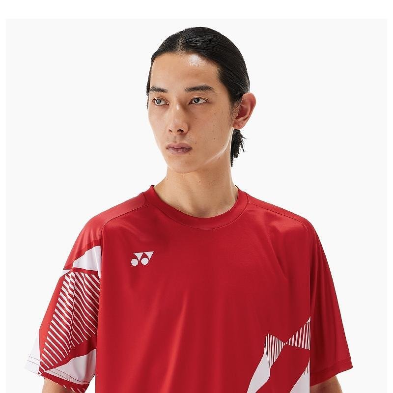 Тениска Yonex 16744 Unisex Tango Red, червена спортна тениска Yonex за тенис екипировка и тенис магазин