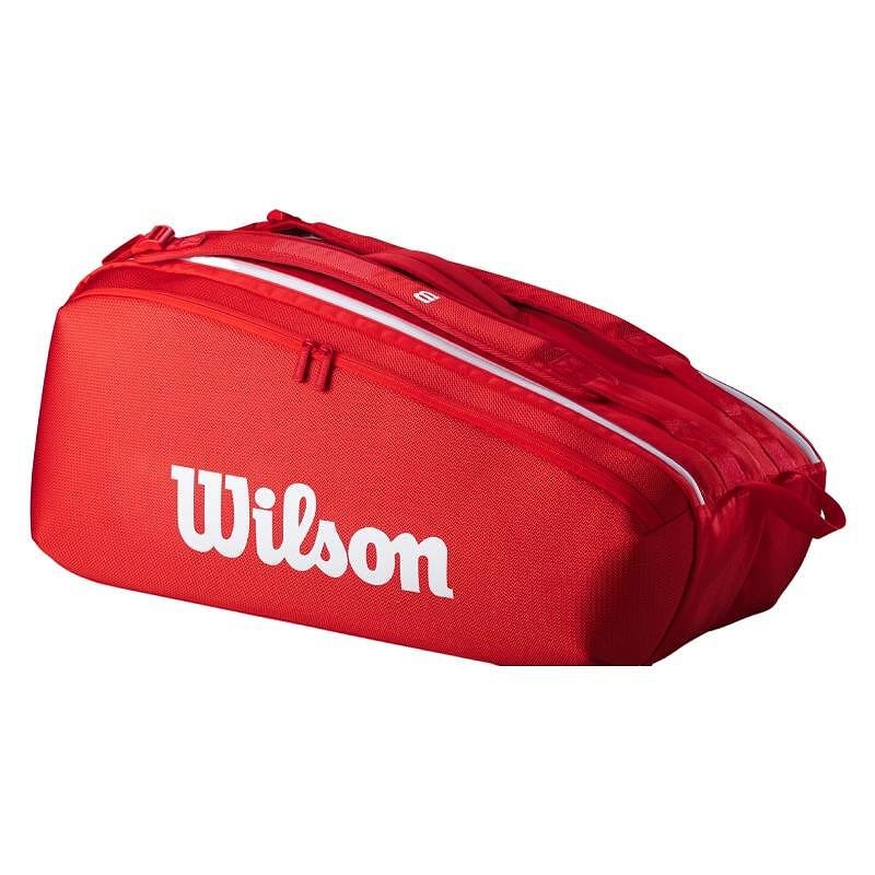 Wilson Super Tour 2025 thermal bag - 9 racquets, red Wilson tennis bag with thermal compartment and backpack for tennis gear