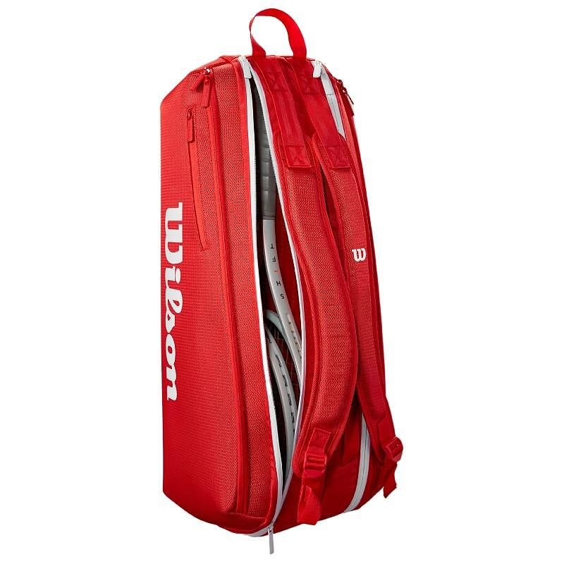 Wilson Super Tour 2025 thermal bag - 9 racquets, red Wilson tennis bag with thermal compartment and backpack