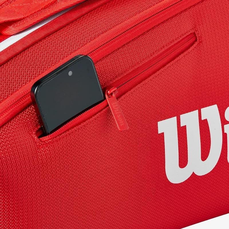 Wilson Super Tour 2025 thermal bag - 9 racquets, red Wilson tennis bag with accessory pocket