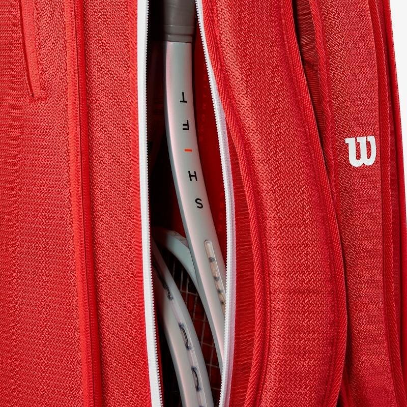 Wilson Super Tour 2025 thermal bag - 9 racquets - red Wilson tennis bag for 9 racquets with thermal compartment and space for accessories