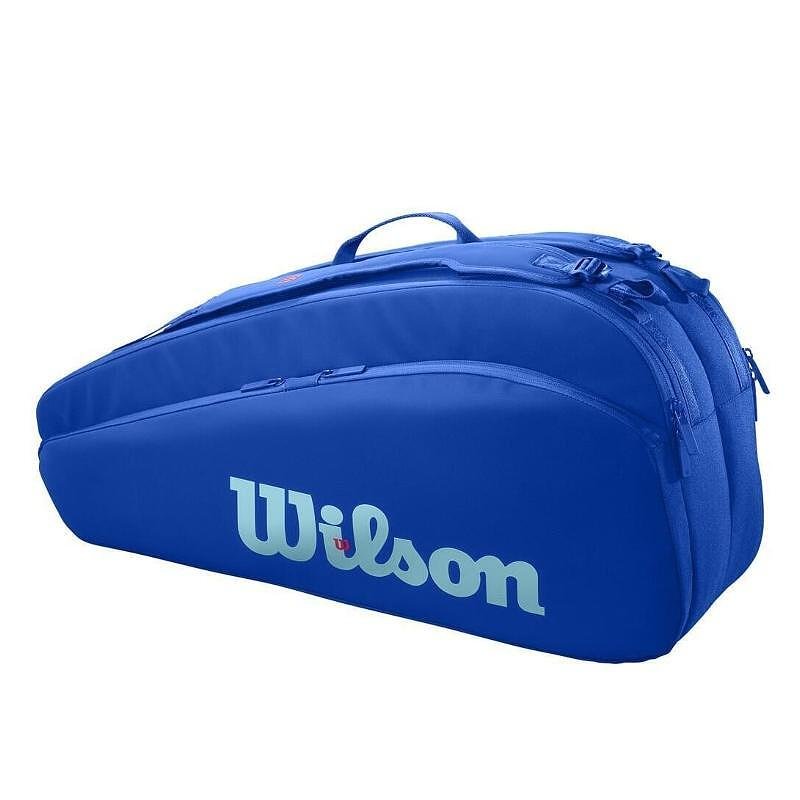 Термобег Wilson Ultra V5 - 6 ракети, син тенис сак Wilson за 6 ракети с два джоба и раница тип презрамки