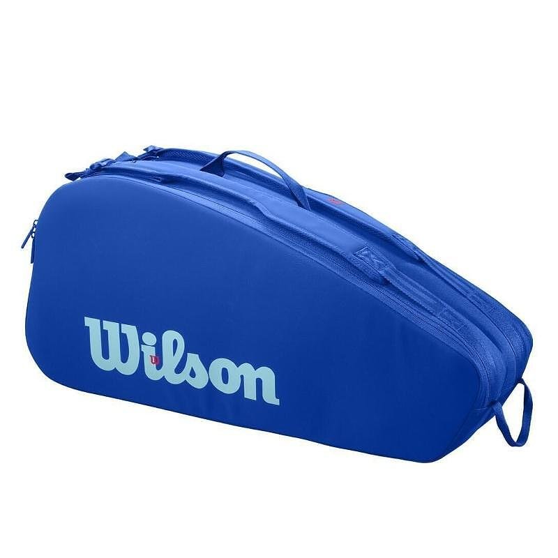 Термобег Wilson Ultra V5 - 6 ракети син тенис сак Wilson за 6 ракети с отделения и странични джобове
