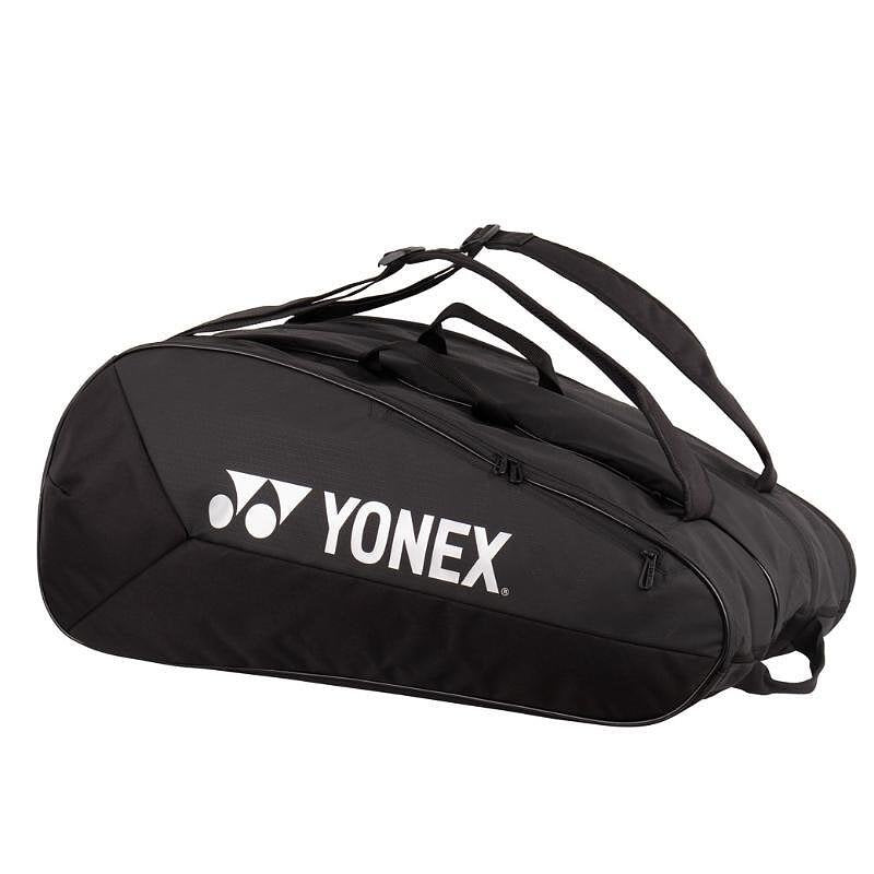 Termobag YONEX TEAM Black - 12 rachete, geantă de tenis neagră Yonex cu compartiment pentru pantofi și fermoar YKK