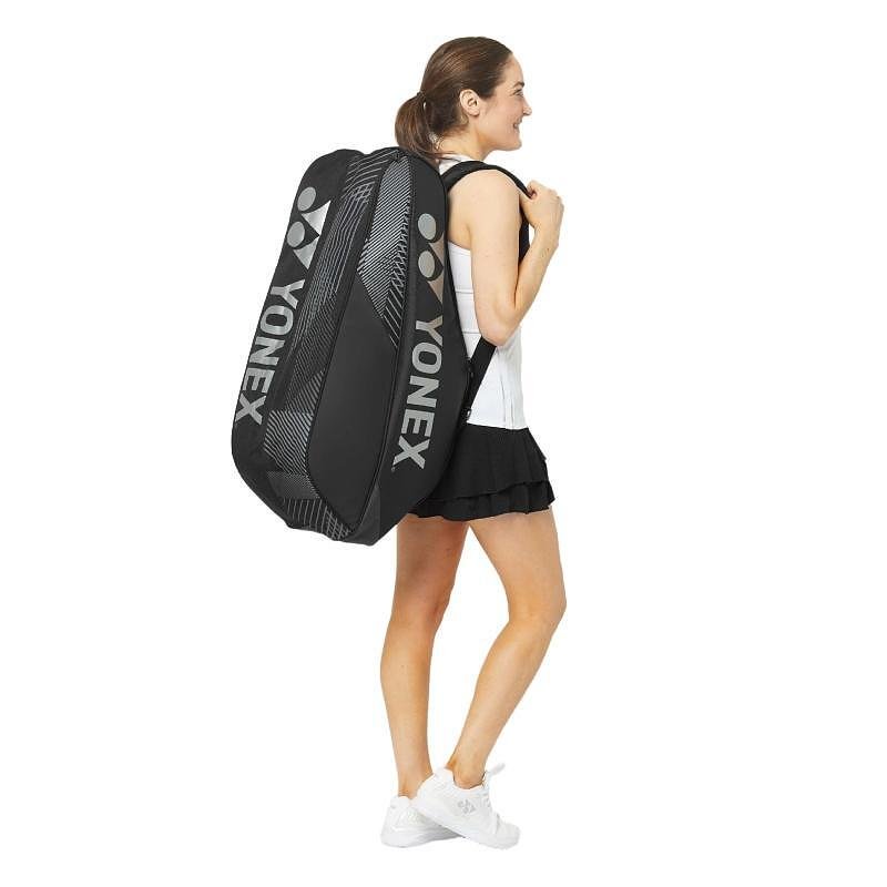 Geantă termică YONEX PRO BAG Black - 9 rachete, geantă de tenis practică pentru 9 rachete cu funcție de rucsac și compartiment pentru pantofi