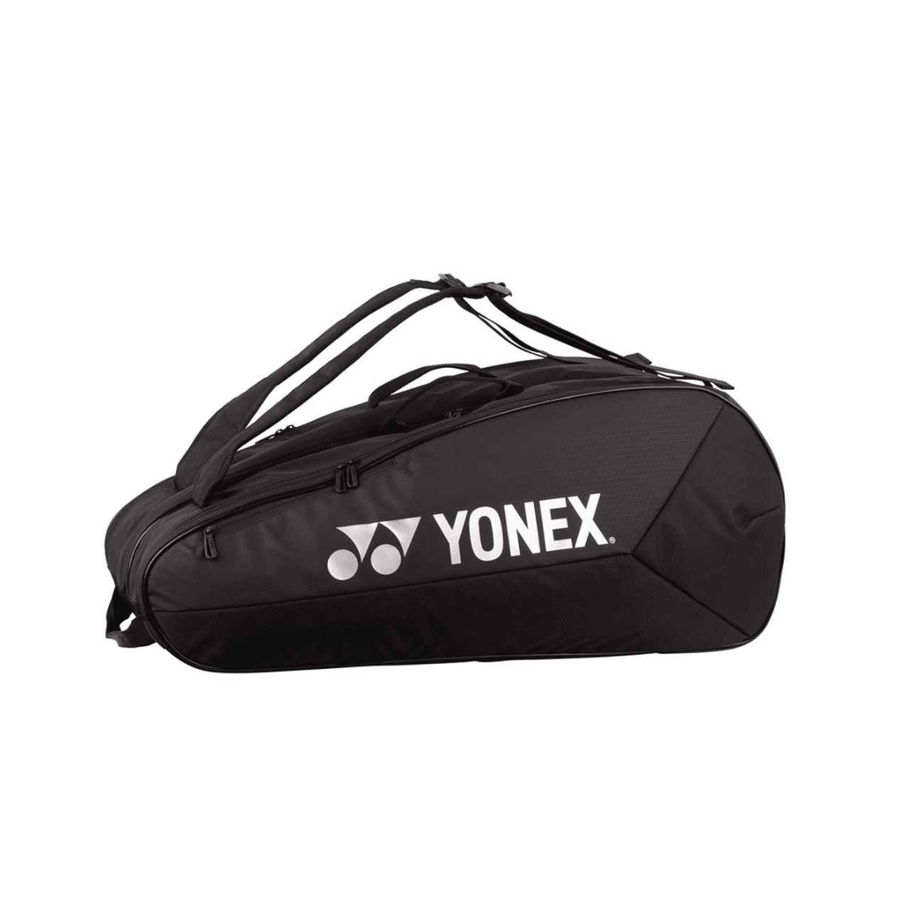 Yonex Team Black Thermal Bag - 9 rackets, black tennis bag with separate shoe pocket and YKK zippers