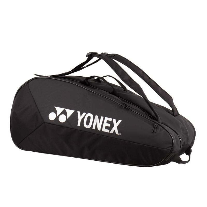 Yonex Team Black Thermal Bag - 9 rackets, black thermal tennis bag with YKK zippers and separate shoe pocket, backpack style